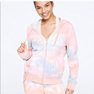 VS PINK Pastel Tie Dye Zip Up Hoodie L